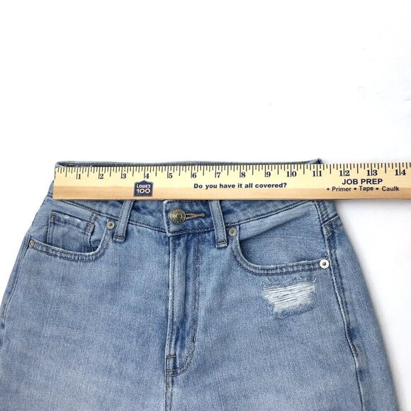 American Eagle Women's Mom Jeans Distressed Stretch size 000 length 26" - Picture 5 of 9